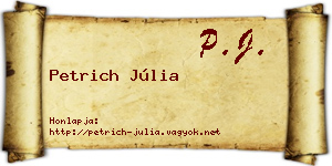 Petrich Júlia névjegykártya
