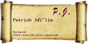 Petrich Júlia névjegykártya